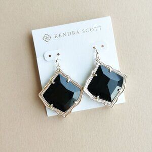 Kendra Scott | Kirsten | Black Opaque Glass Gold Drop Earrings